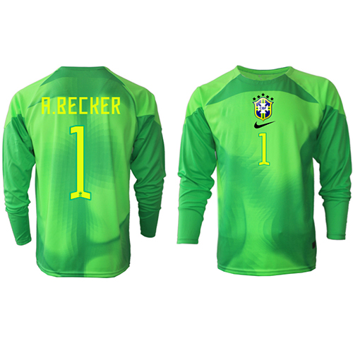 Brasilien Alisson Becker #1 Målvakt Replika Borta matchkläder VM 2022 Långa ärmar